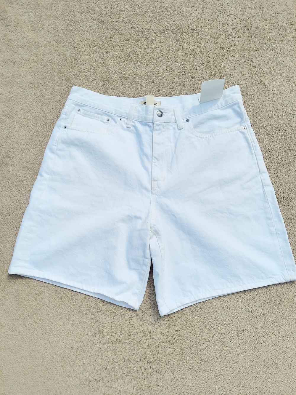 Madewell 1997 White Cotton Denim Bermuda Shorts Women's Size 31 NWT Athleisure